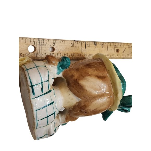 Vintage Unsigned 60s Lady Vase With Feather Vase (A2396) - Picture 6 of 7